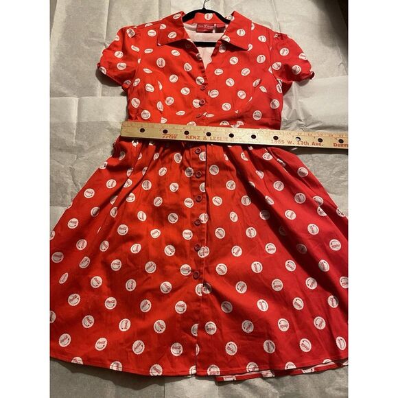 Stitch Shoppe‎ Loungefly All Over Print Red White Coca-Cola Bottle Cap Dress L - Picture 10 of 13